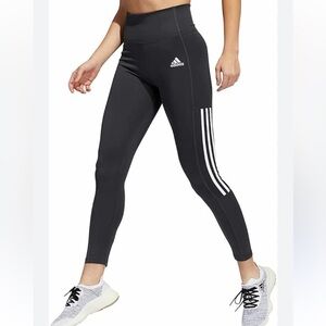 ADIDAS NWOT Black Tights leggings high rise Signature White Stripes large